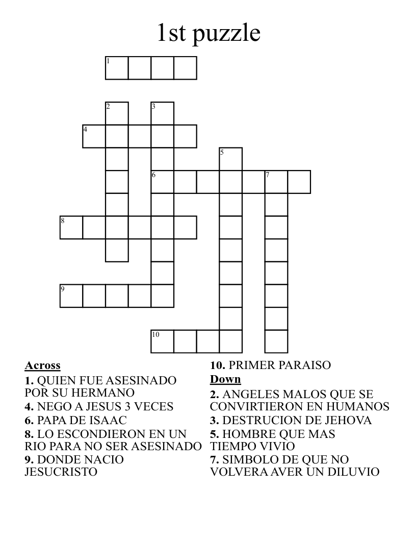 1st puzzle Crossword