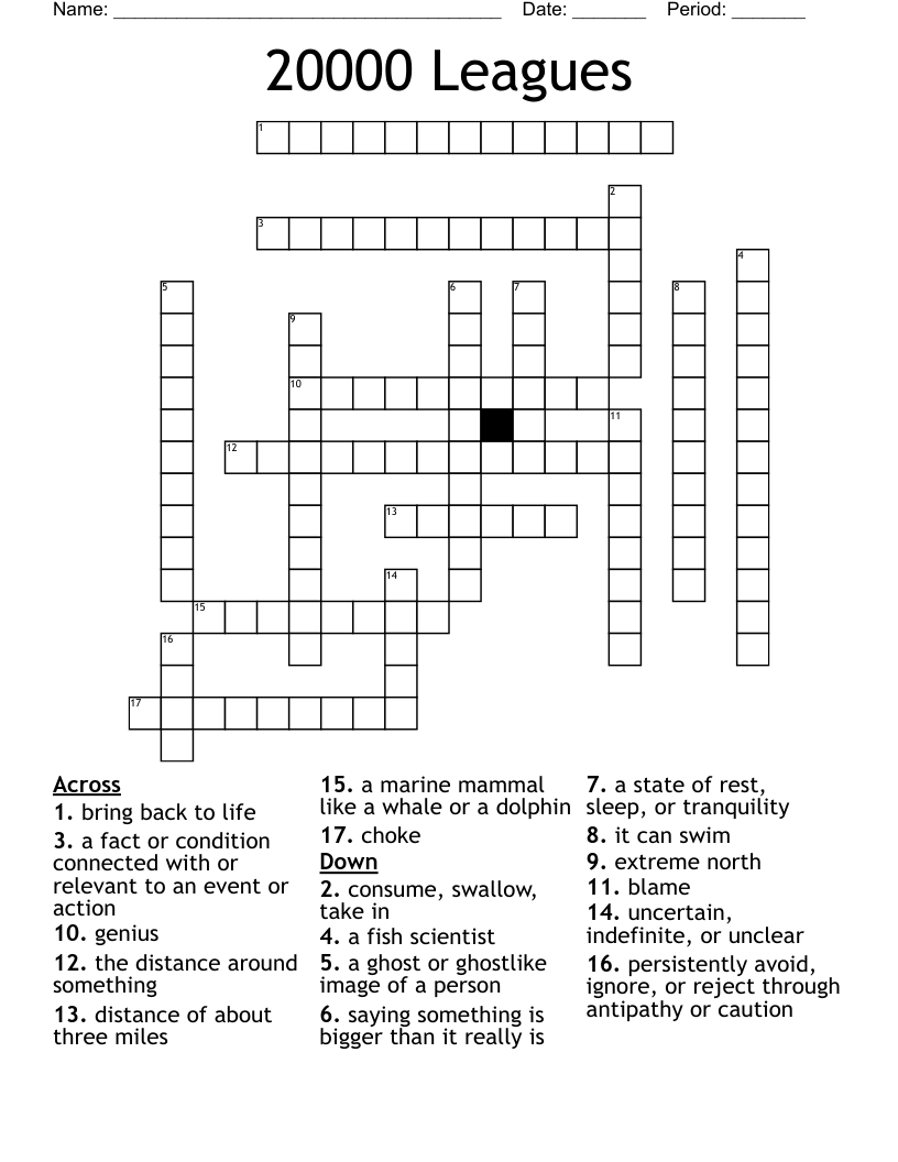 20000 Leagues Crossword