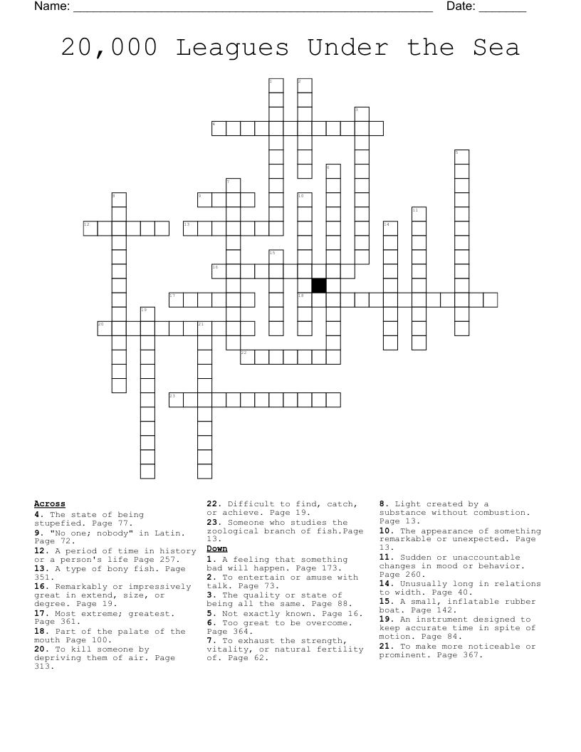20,000 Leagues Under the Sea Crossword