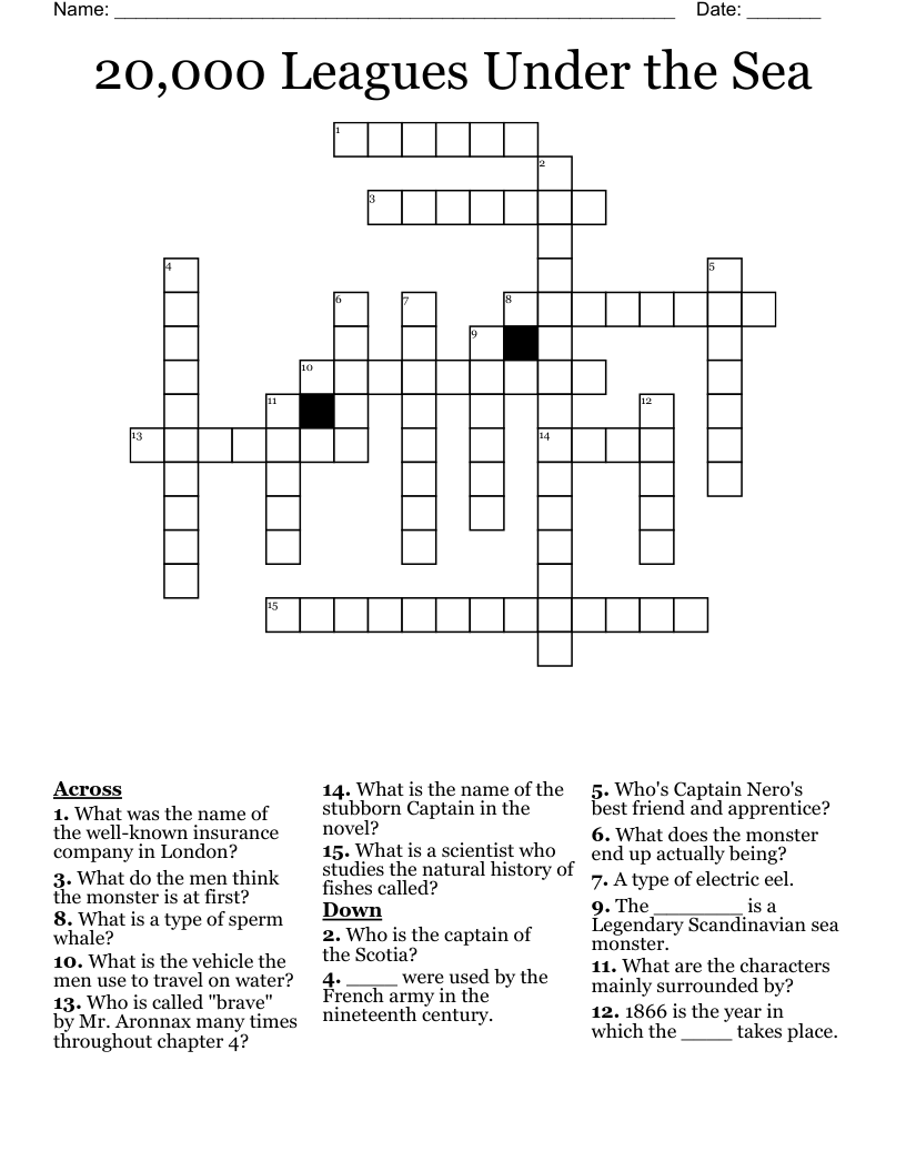 20,000 Leagues Under the Sea Crossword
