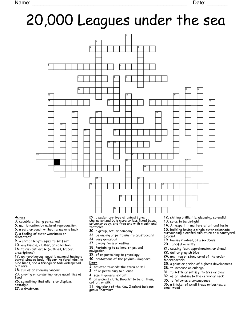 20,000 Leagues under the sea Crossword