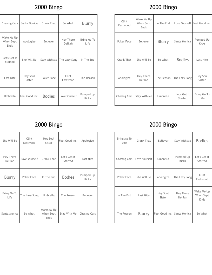 2000 Bingo