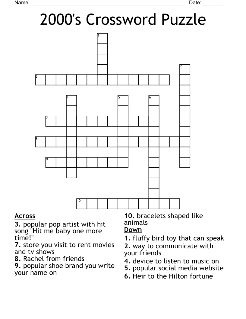 2000's Crossword Puzzle