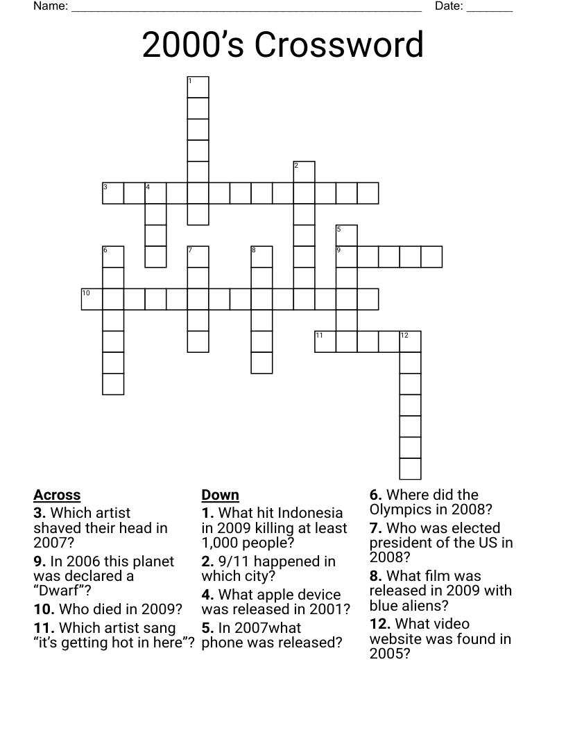 2000’s Crossword 