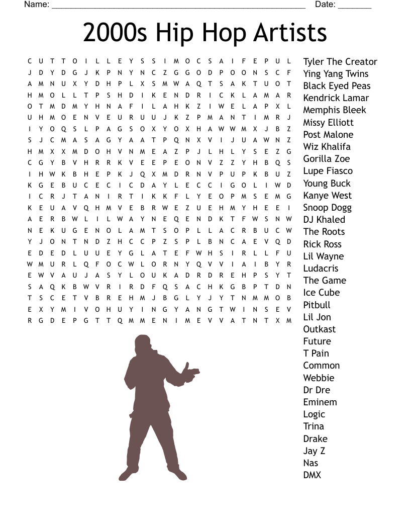 2000s Hip Hop Artists Word Search