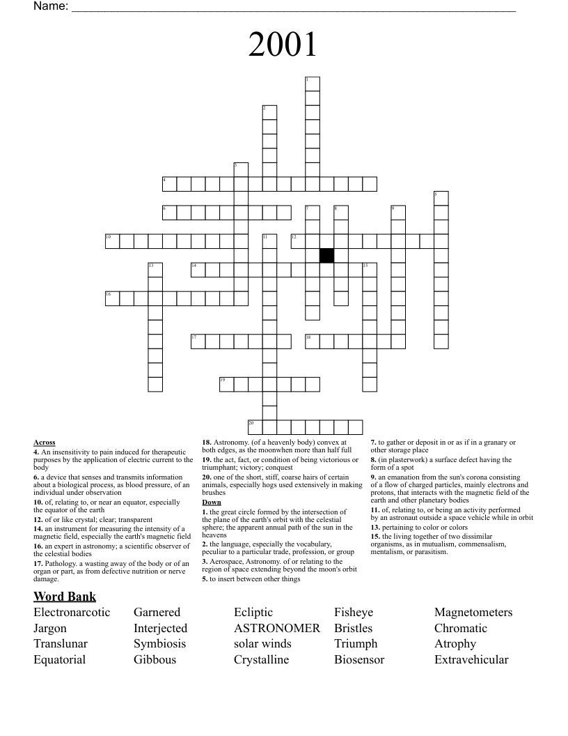 2001 Crossword