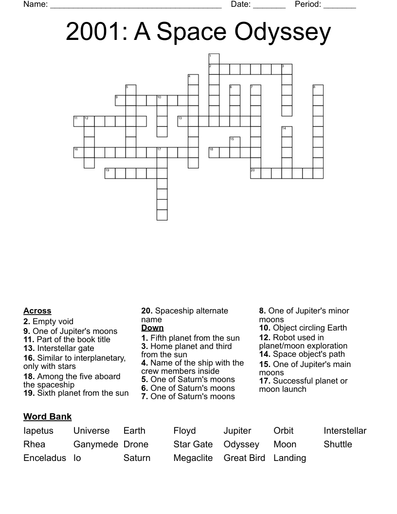 2001: A Space Odyssey Crossword