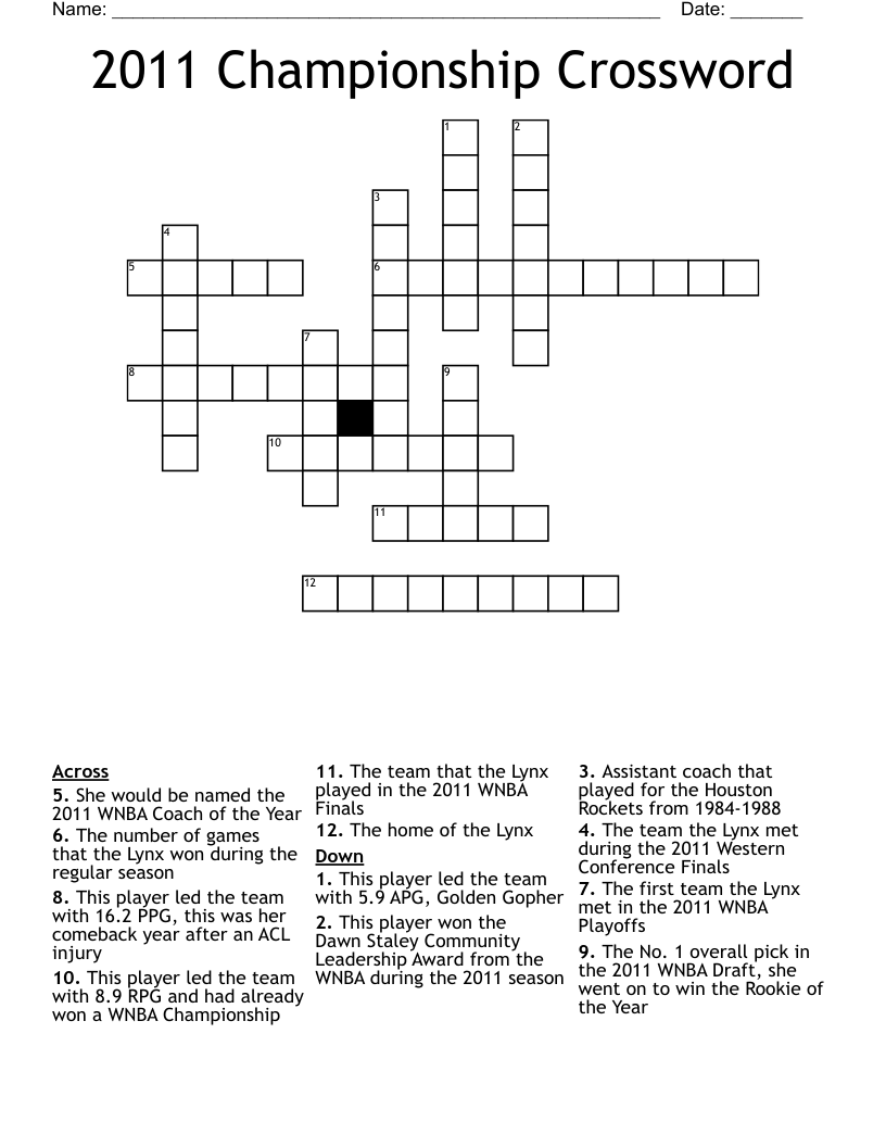 2011 Championship Crossword