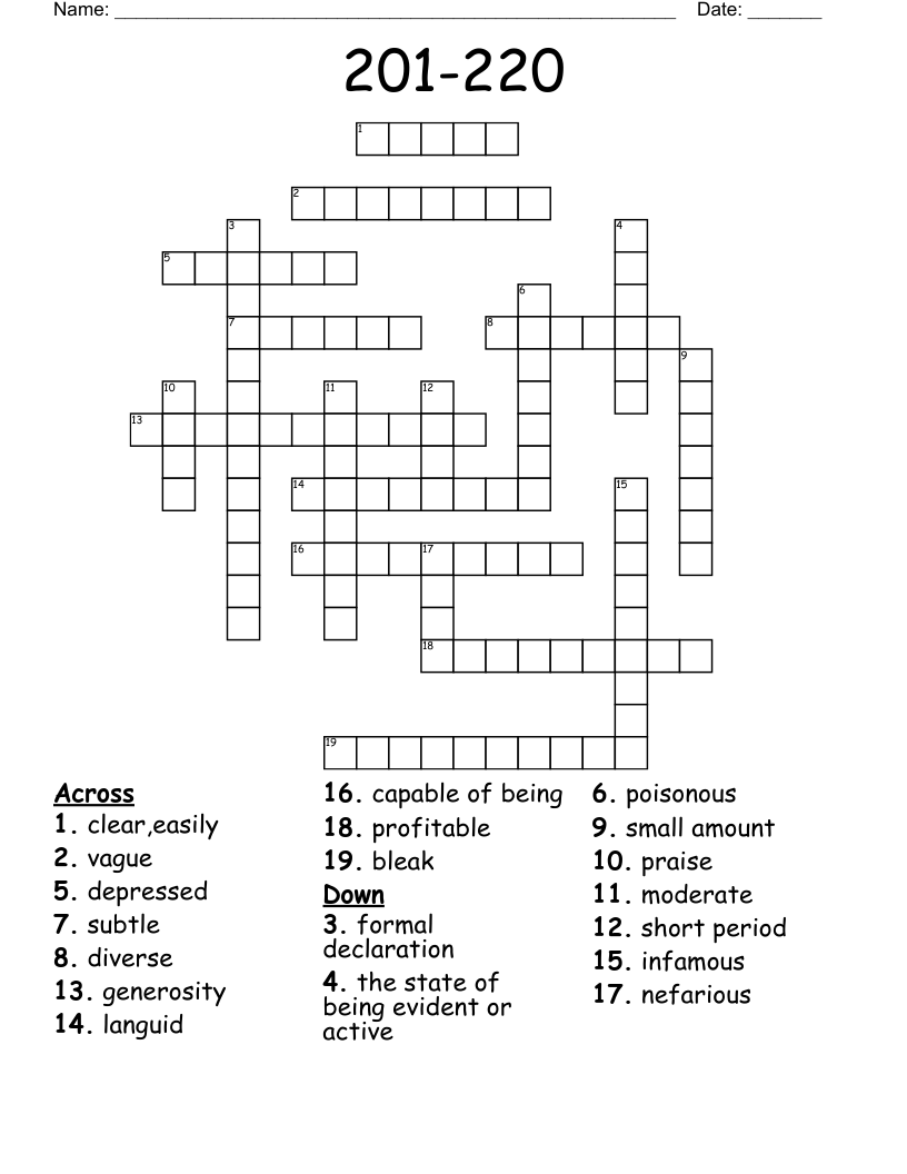 201-220 Crossword