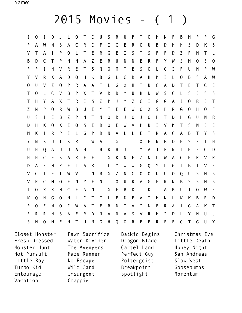2015   Movies   -   (  1  ) Word Search