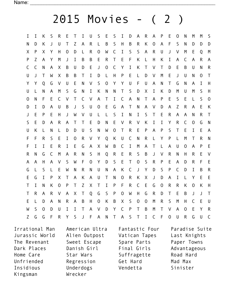 2015   Movies   -   (  2  ) Word Search