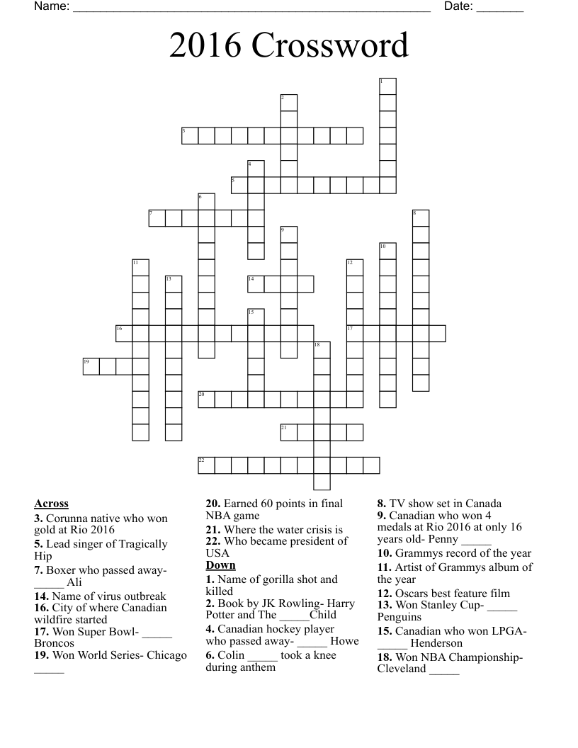 2016 Crossword
