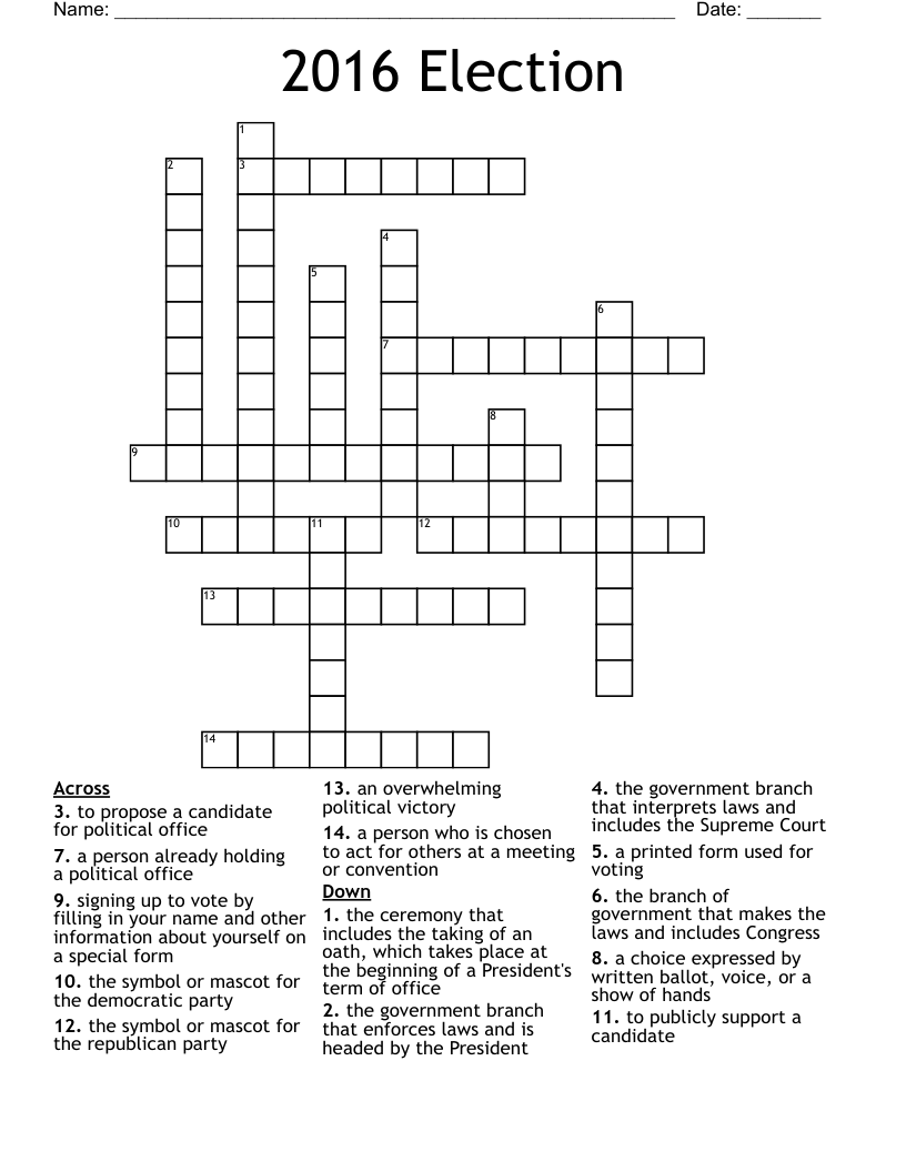 2016 Election Crossword
