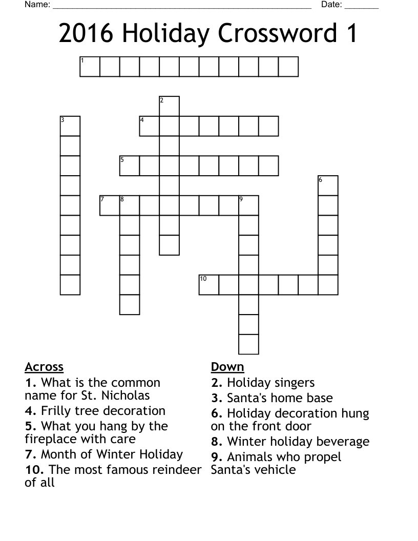 2016 Holiday Crossword 1