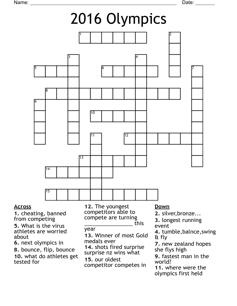 2016 Olympics Crossword