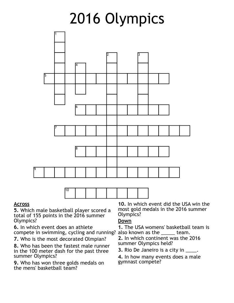 2016 Olympics Crossword