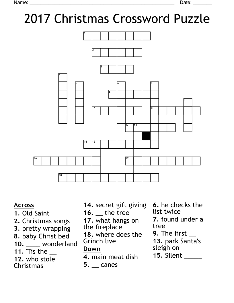 2017 Christmas Crossword Puzzle