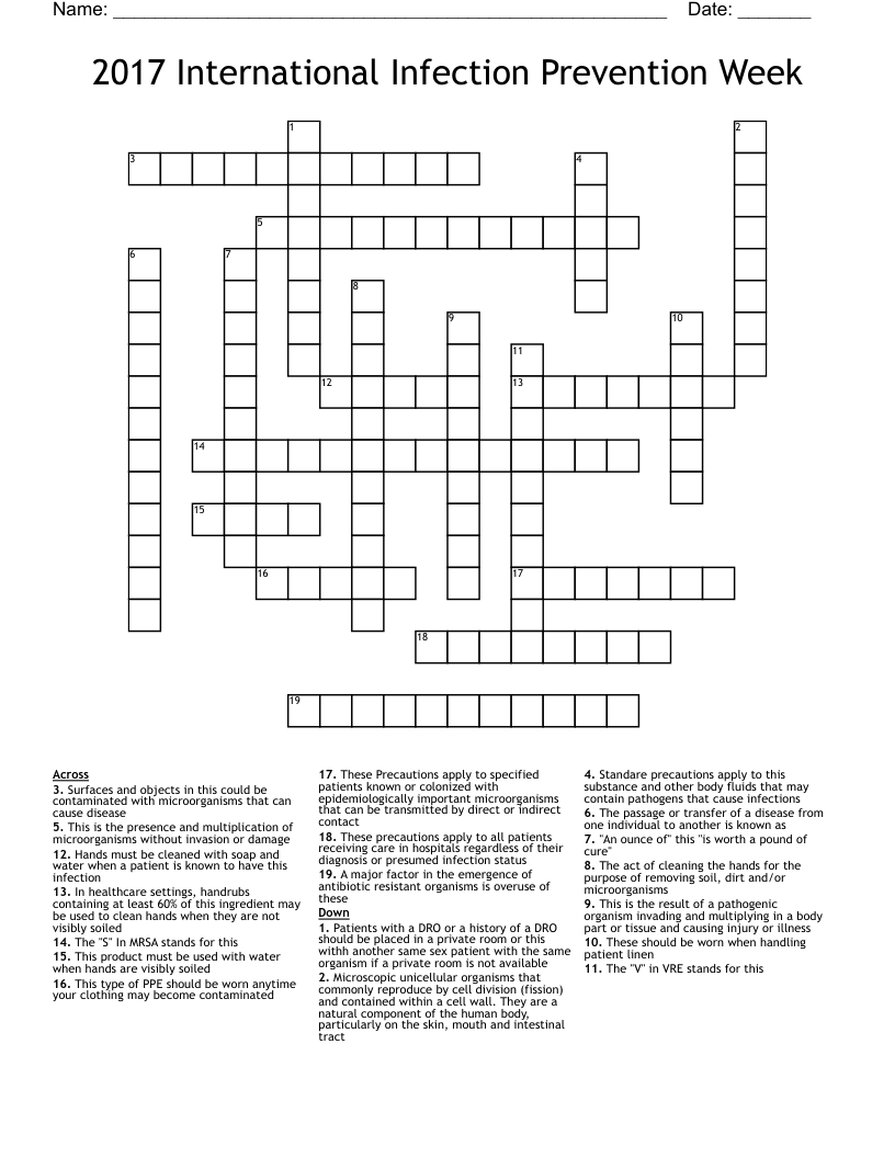2017 International Infection Prevention Week Crossword