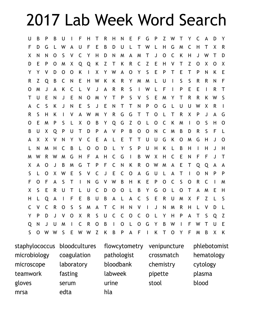 2017 Lab Week Word Search
