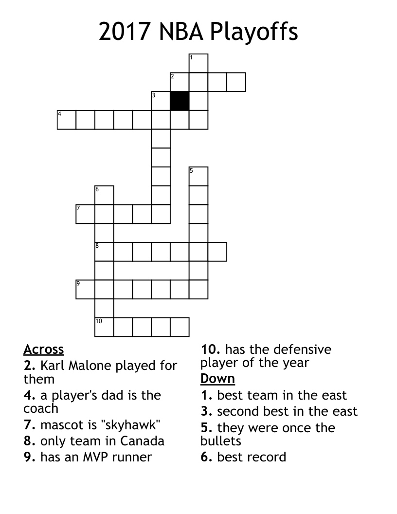 2017 NBA Playoffs Crossword