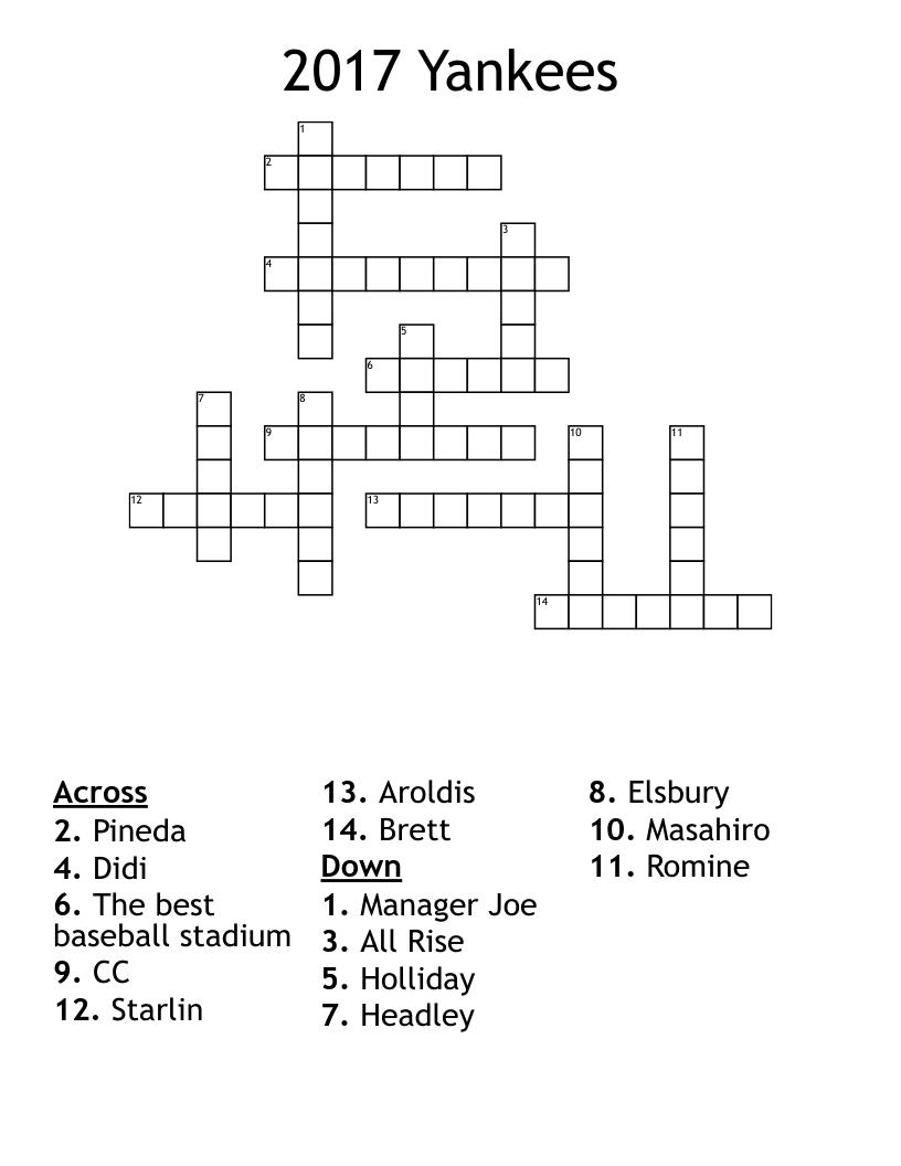 2017 Yankees Crossword