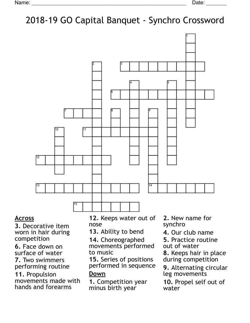 2018-19 GO Capital Banquet - Synchro Crossword