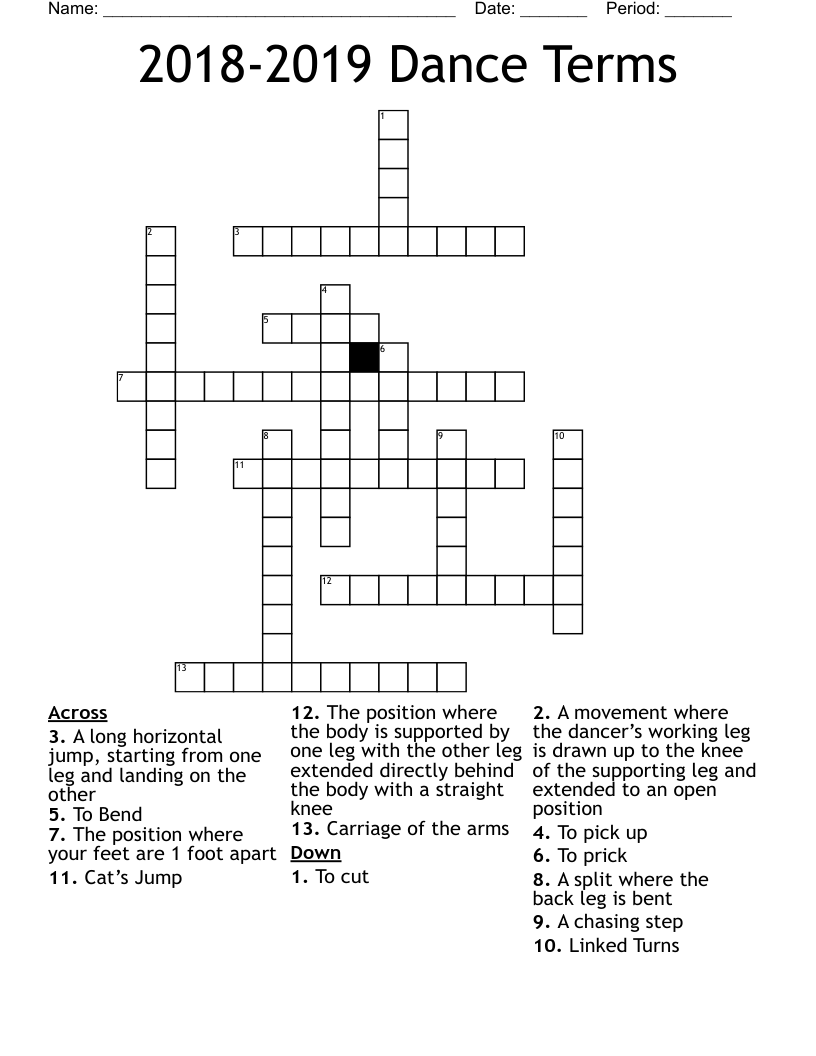 2018-2019 Dance Terms Crossword