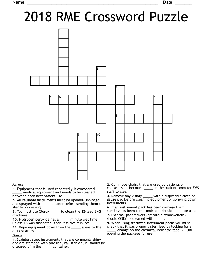 2018 RME Crossword Puzzle