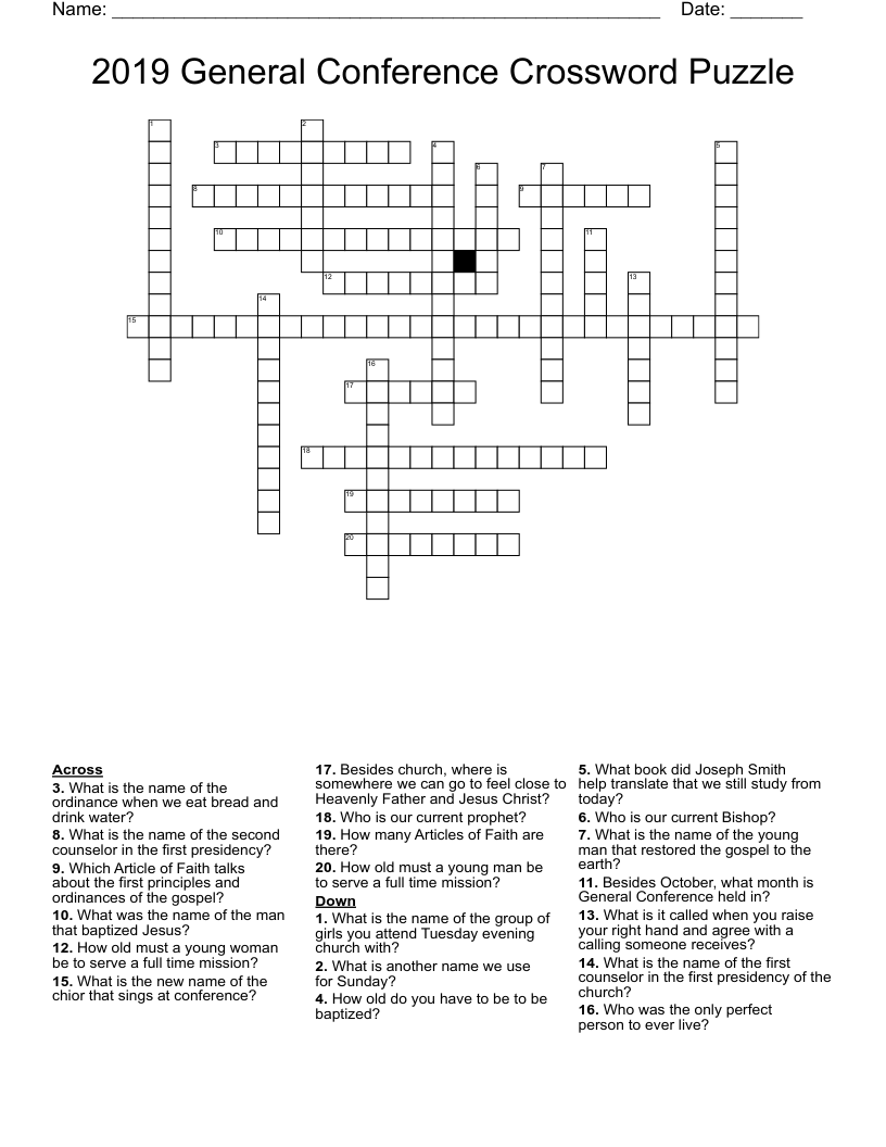 2019 General Conference Crossword Puzzle
