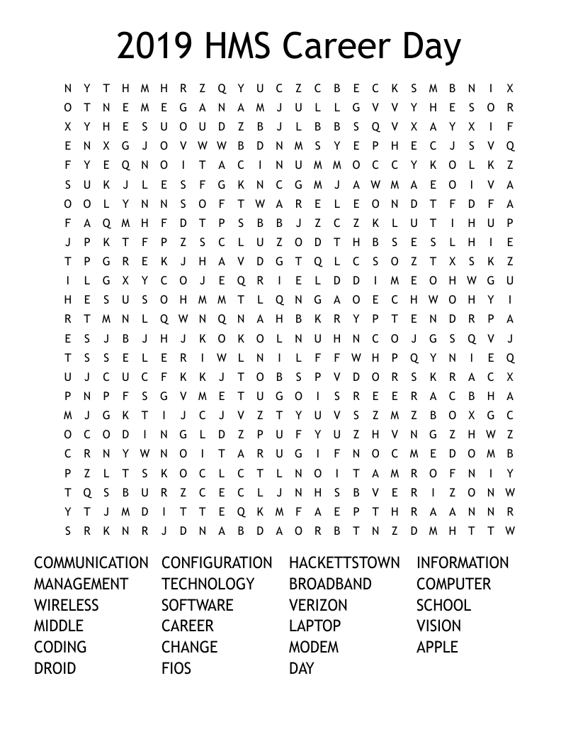 2019 HMS Career Day Word Search