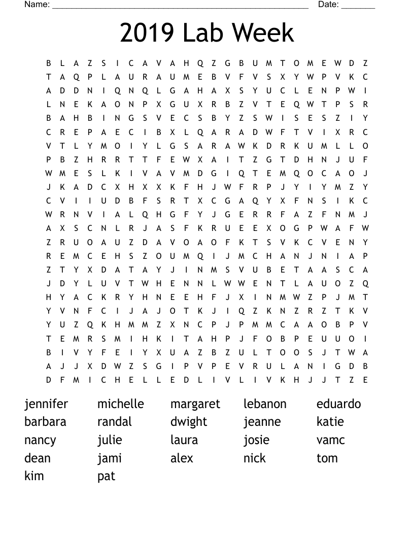2019 Lab Week Word Search