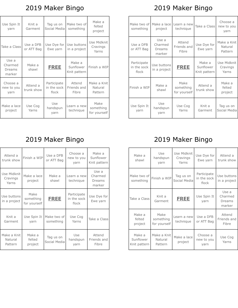 2019 Maker Bingo