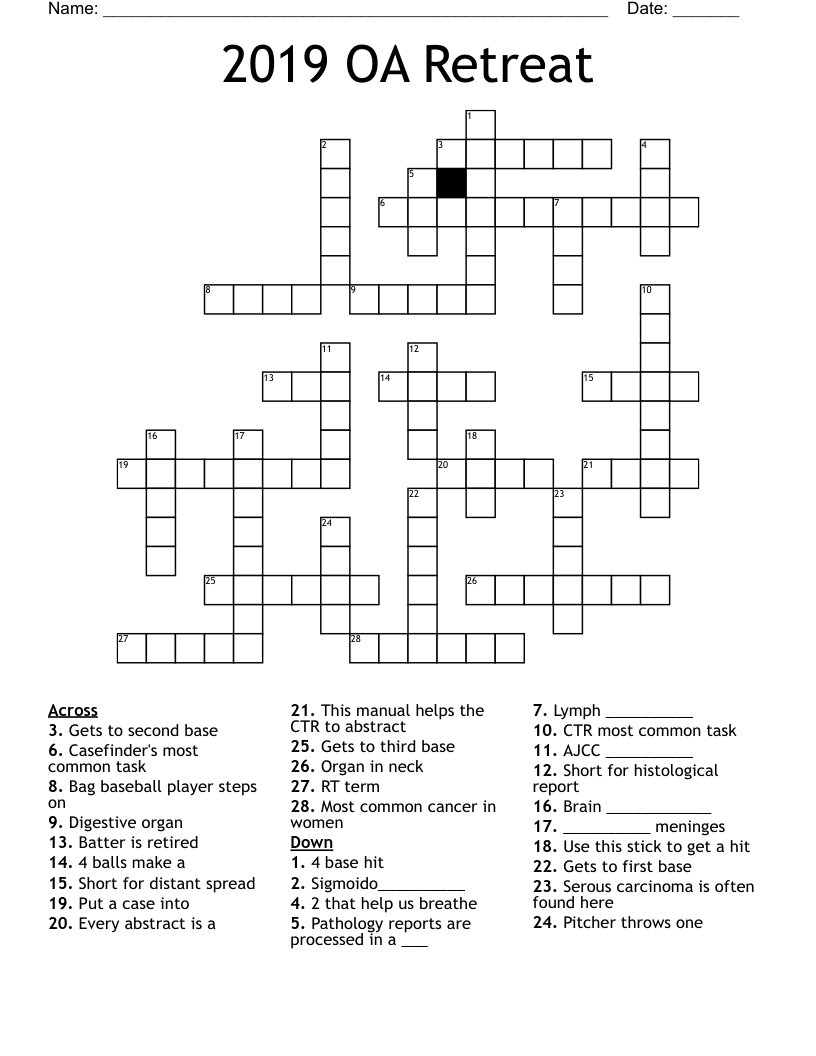 2019 OA Retreat  Crossword