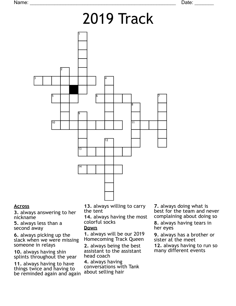 2019 Track Crossword