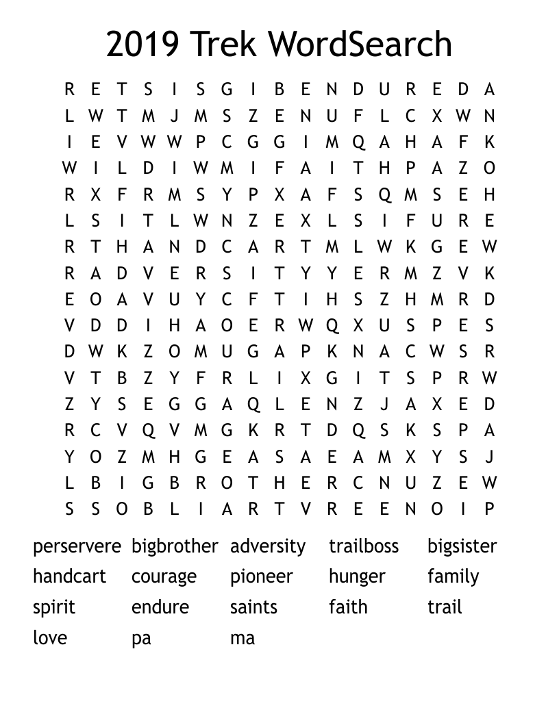 2019 Trek WordSearch