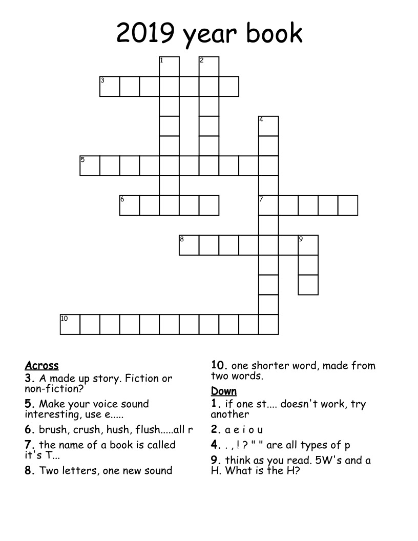 2019 year book Crossword