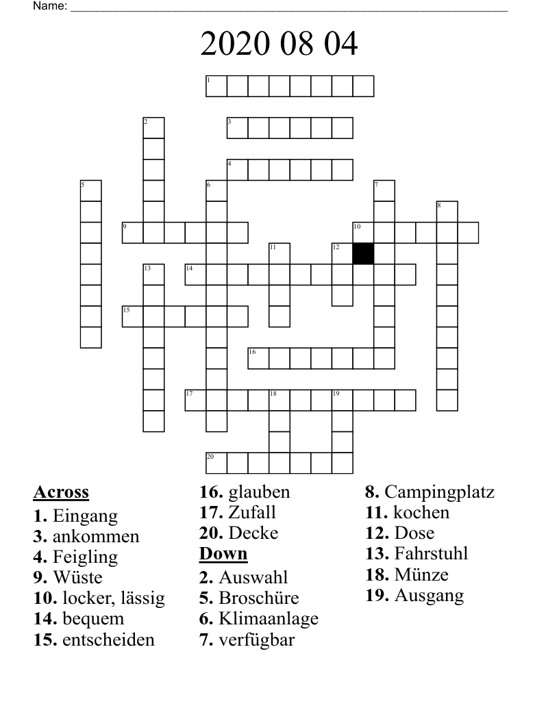 2020 08 04  Crossword
