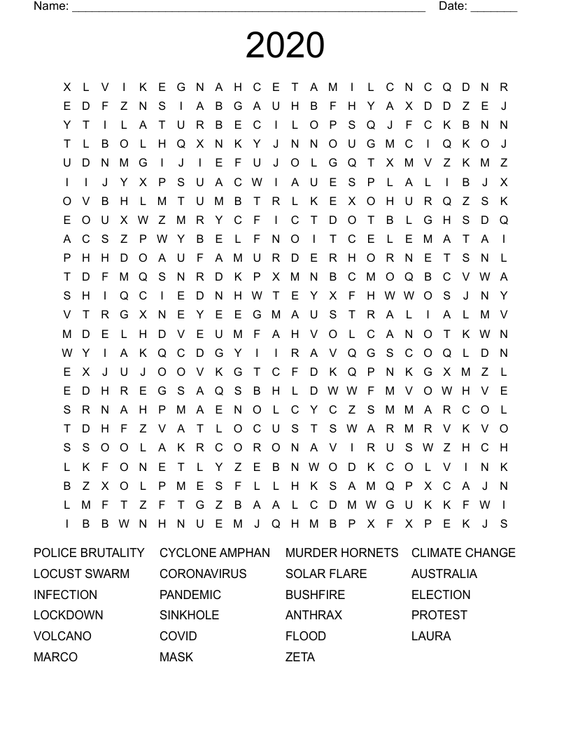 2020 Word Search