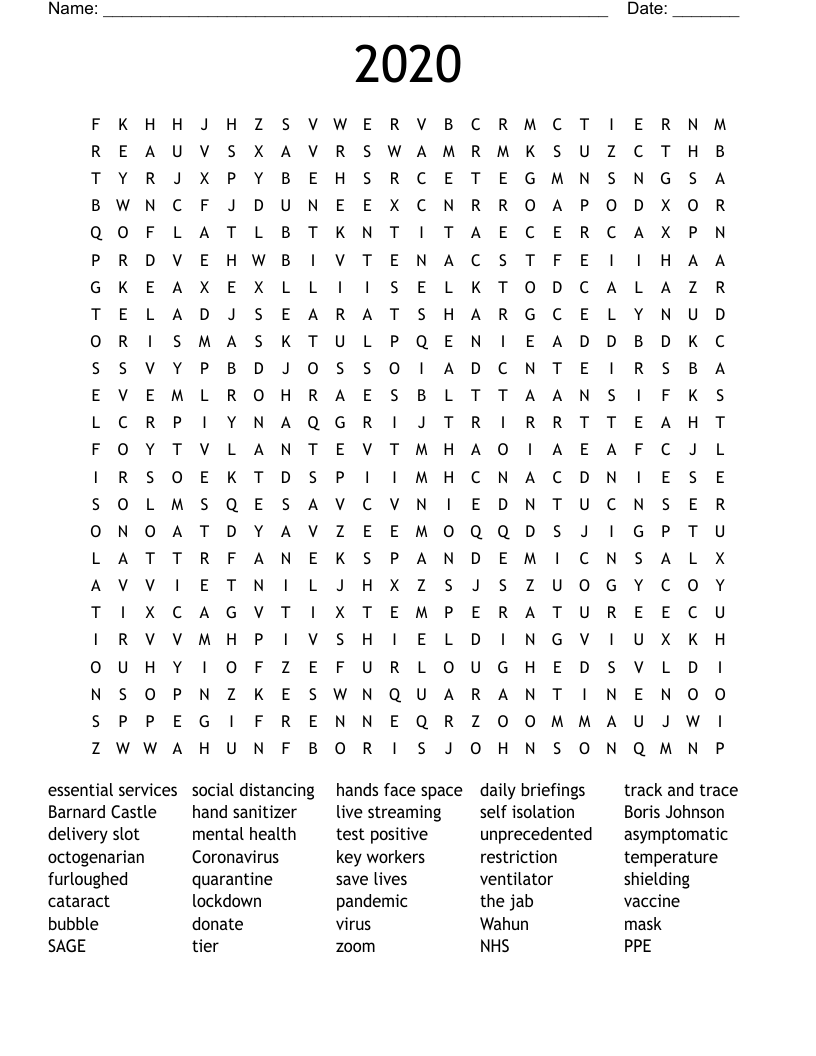 2020 Word Search
