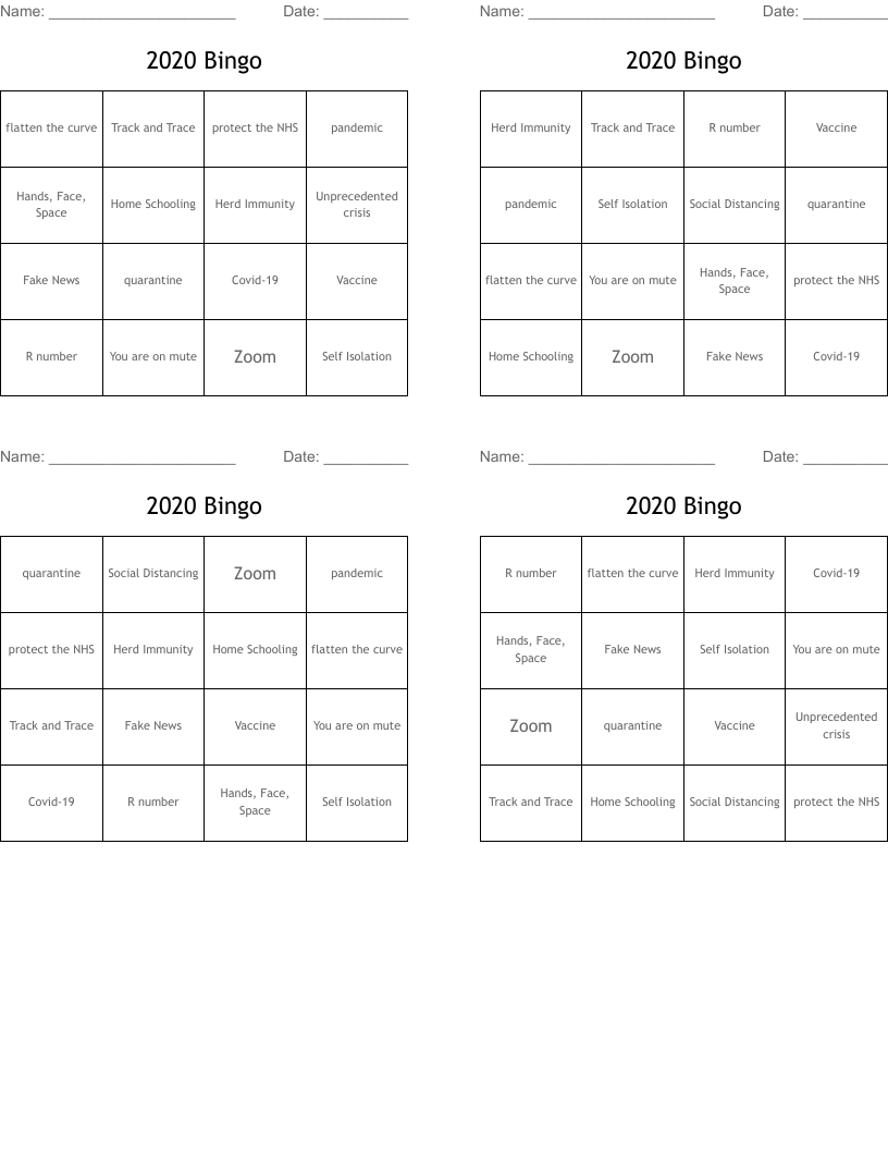 2020 Bingo