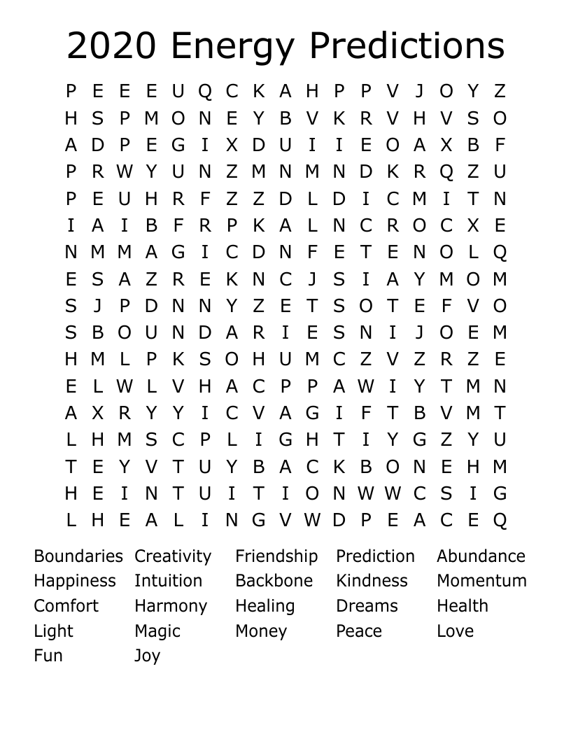 2020 Energy Predictions Word Search