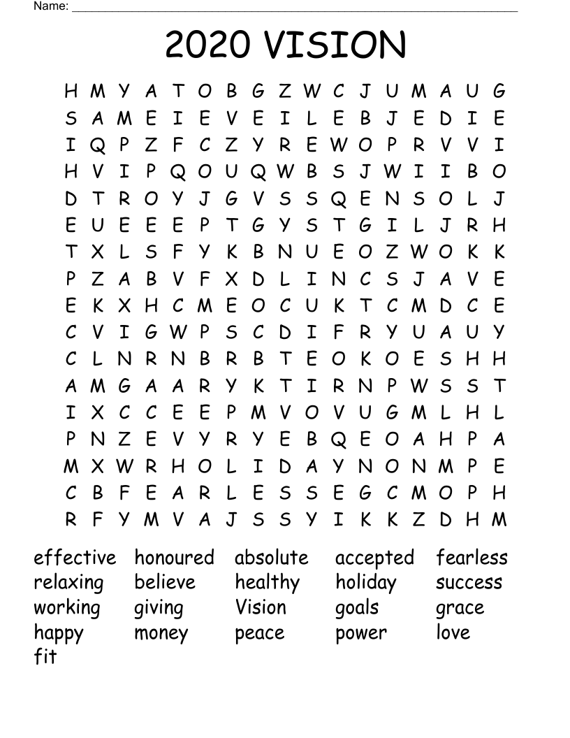 2020 VISION Word Search