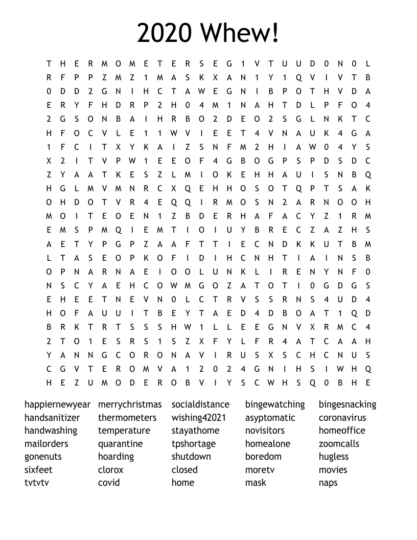 2020  Whew! Word Search