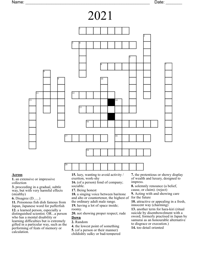 2021 Crossword