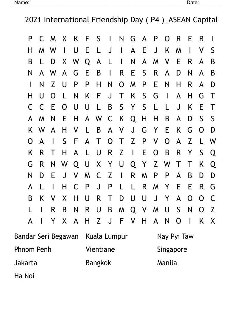 2021 International Friendship Day ( P4 )_ASEAN Capital Word Search