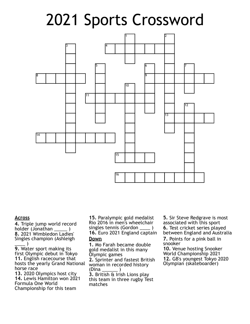2021 Sports Crossword