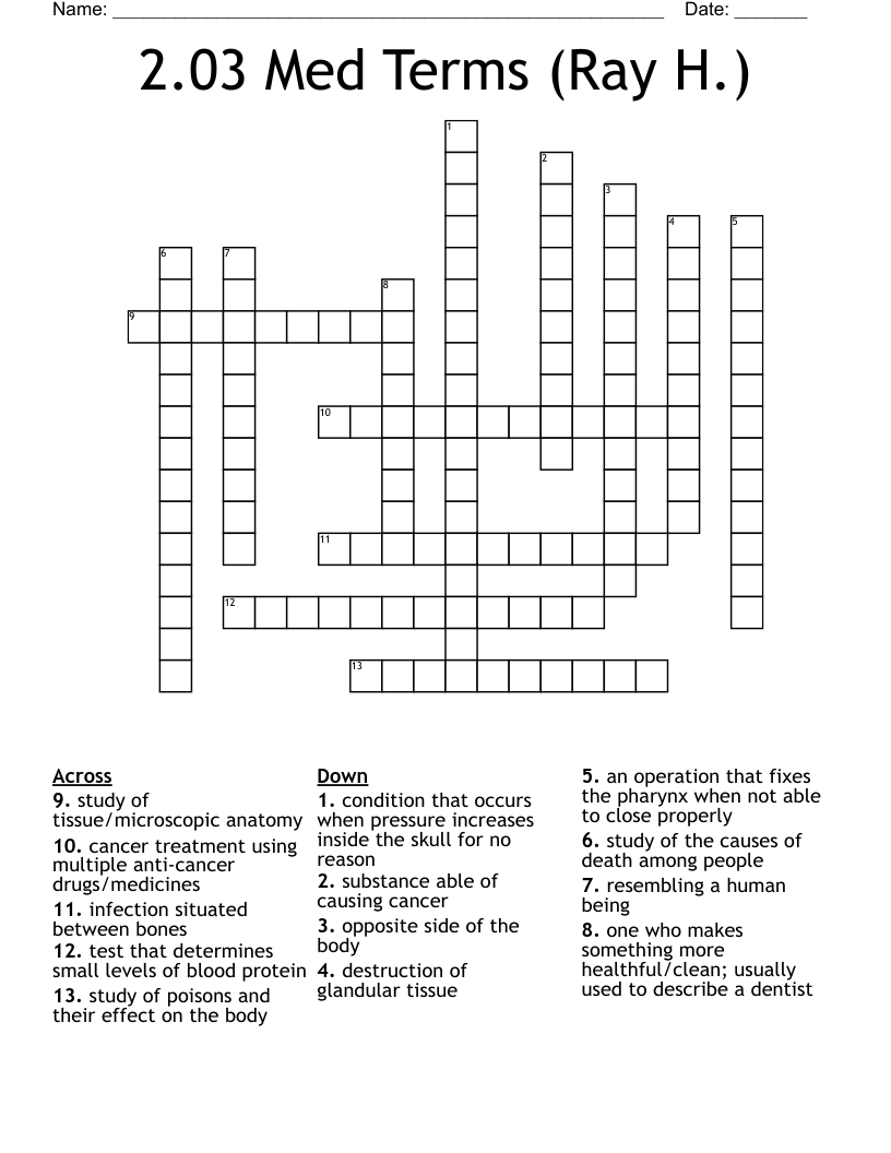 2.03 Med Terms (Ray H.) Crossword