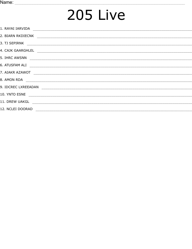 205 Live Word Scramble