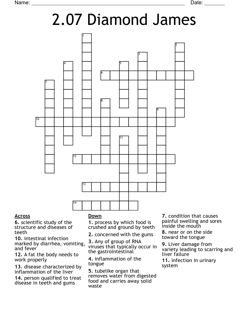 2.07 Diamond James Crossword