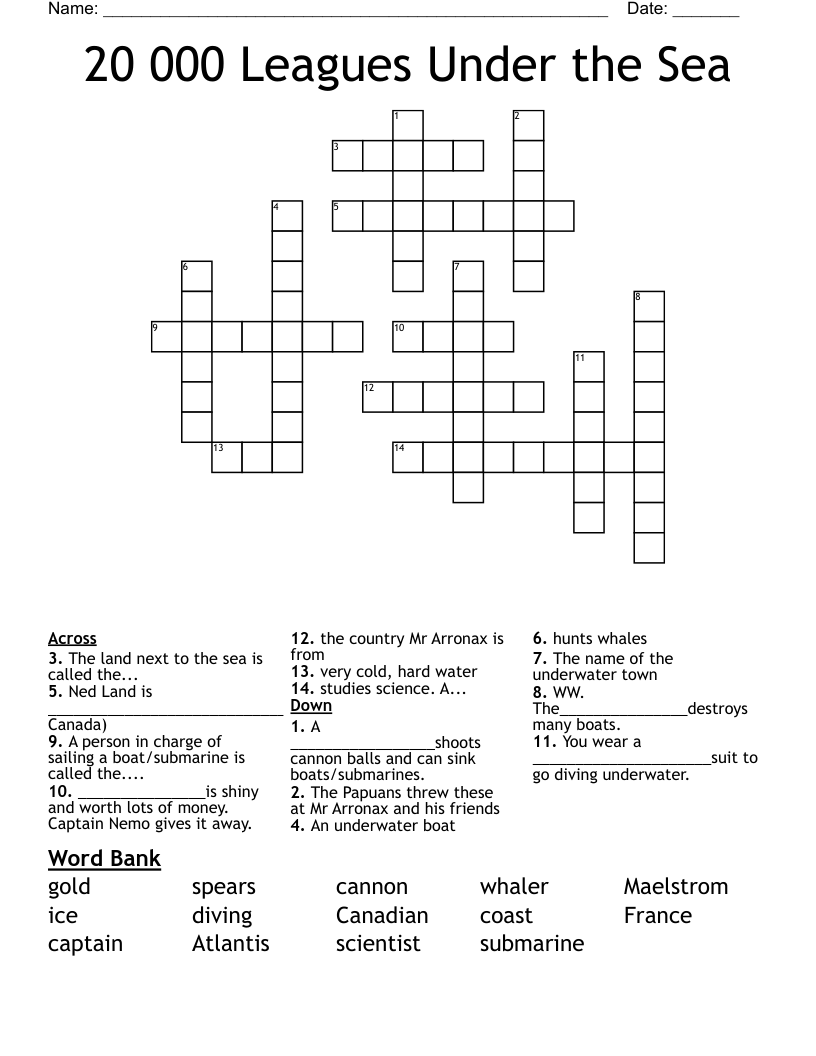 20 000 Leagues Under the Sea Crossword